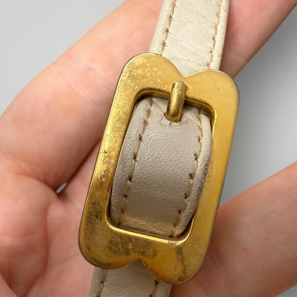 RARE Vintage 1980s Balenciaga Paris BB Logo Leather Crossbody Bag Cream Ivory - Picture 14 of 16